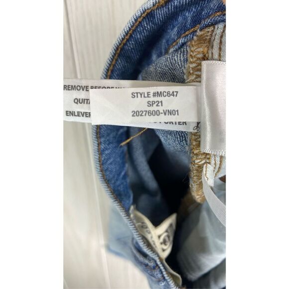 Madewell Women's Blue Zip And Button Fly Raw Hem The Perfect Jean Short Size 25 - Picture 5 of 7